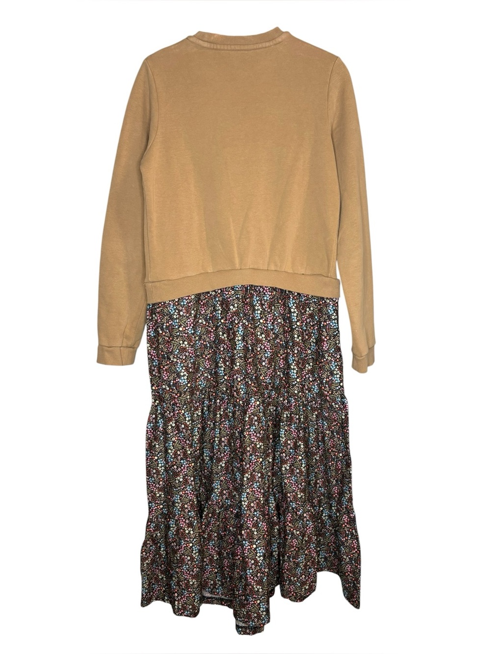 Boden midi dress mix tiered sweatshirt colorful floral print skirt womens size 2 - Picture 3 of 6